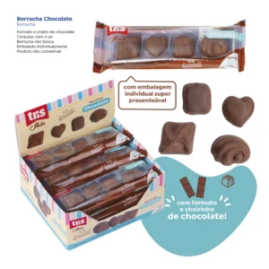 Borracha Chocolate Holic Docinhos com cheiro – Embalagem C/ 4 unidades – Tris
